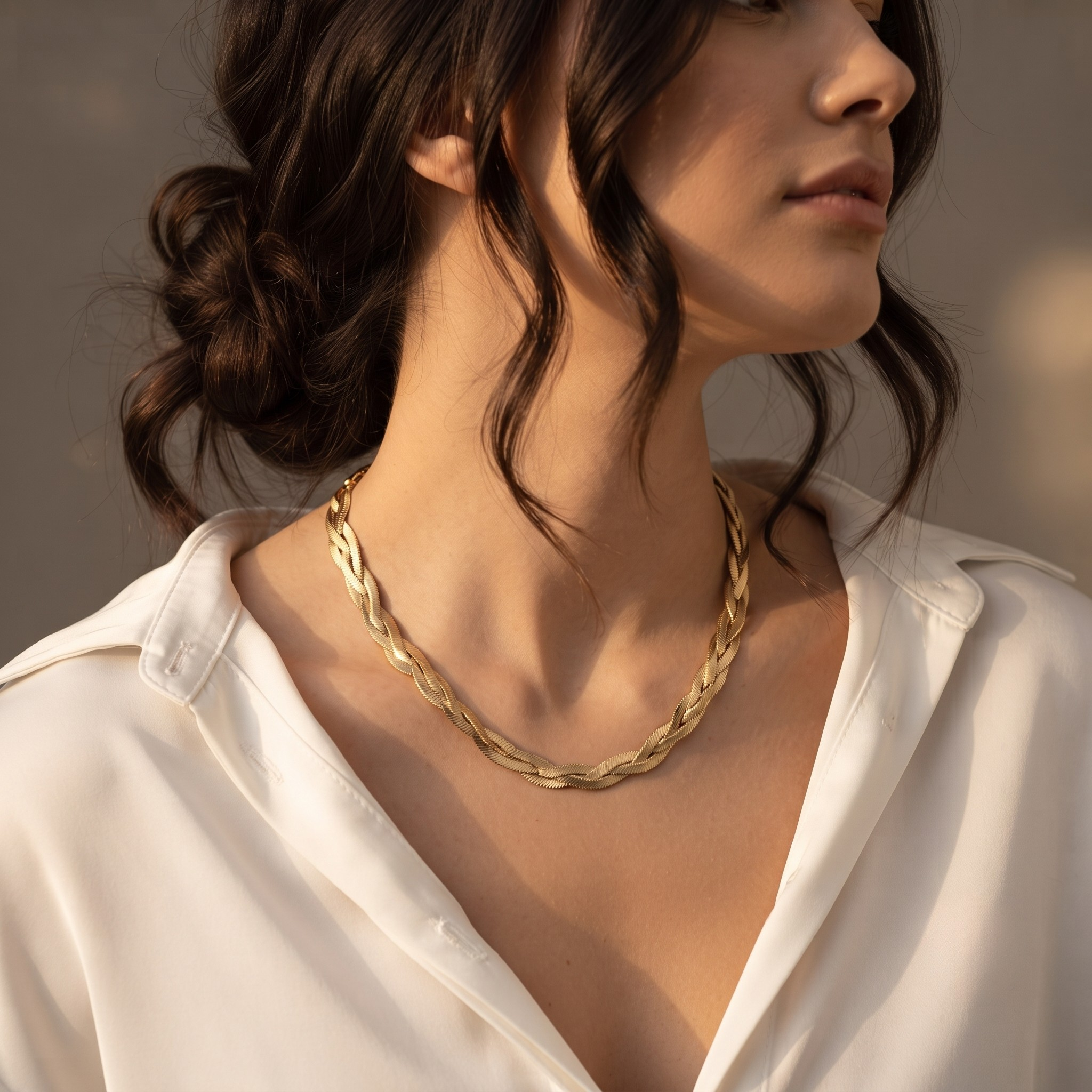 18K Gold Plated Necklace & Bracelet Set for Women