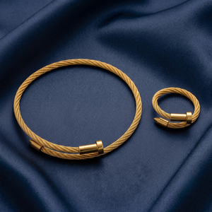 18K Gold Plated Ring & Bracelet Set for Women