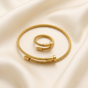 18K Gold Plated Ring & Bracelet Set for Women
