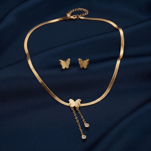 18K Gold Plated Necklace & Earring Set for Women
