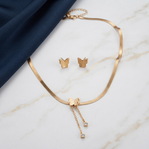18K Gold Plated Necklace & Earring Set for Women