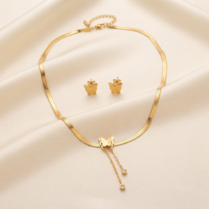 18K Gold Plated Necklace & Earring Set for Women