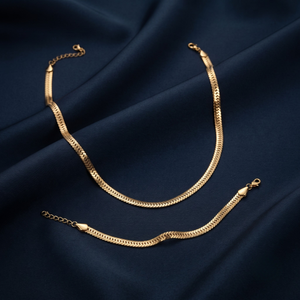 18K Gold Plated Necklace & Bracelet Set for Women