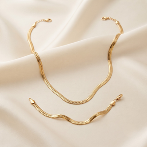 18K Gold Plated Necklace & Bracelet Set for Women