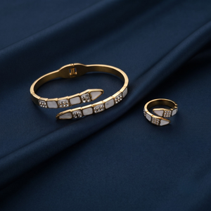 18K Gold Plated Ring & Bracelet Set for Women
