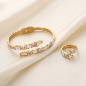 18K Gold Plated Ring & Bracelet Set for Women