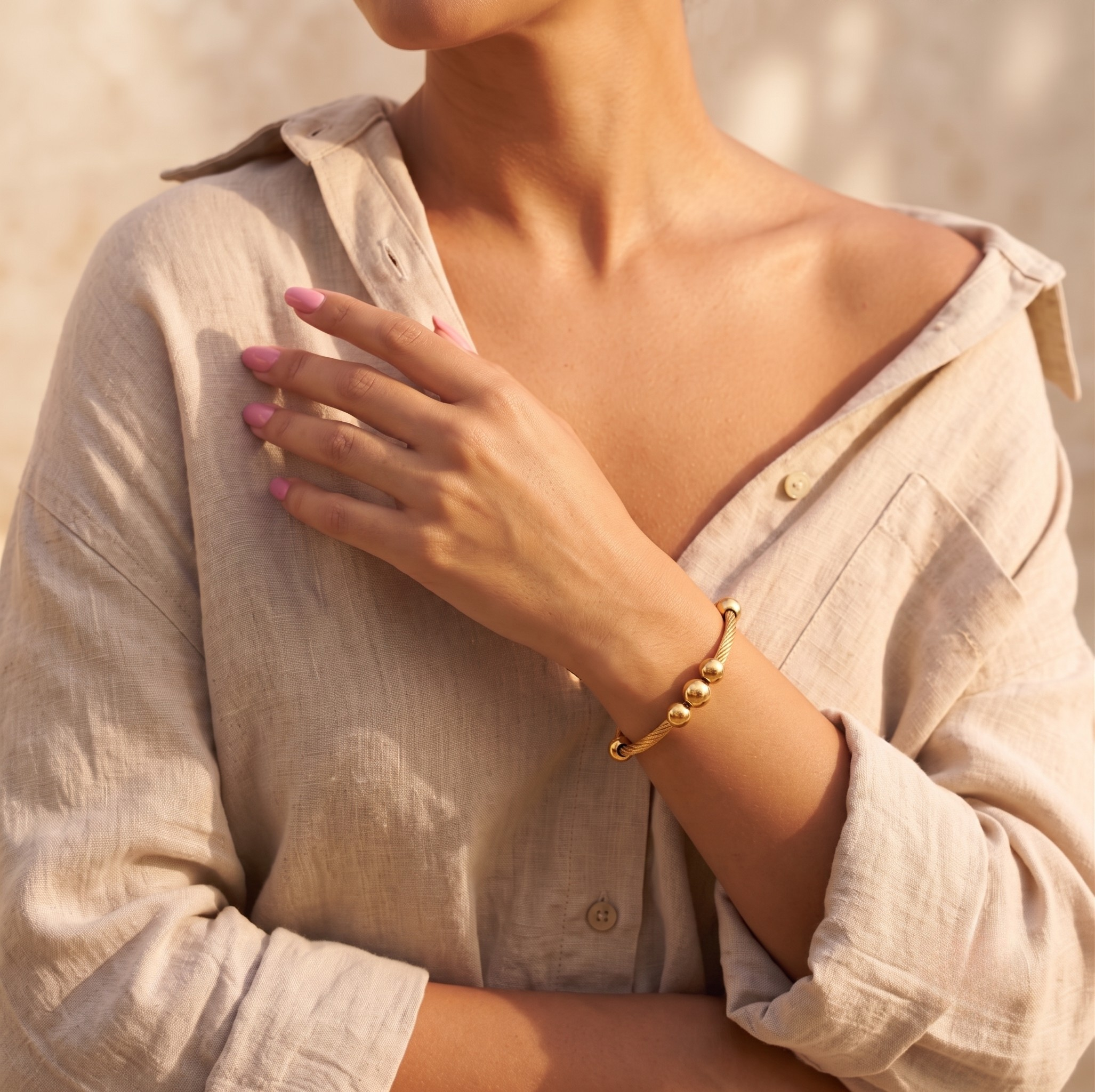 18K Gold Plated Ring & Bracelet Set for Women