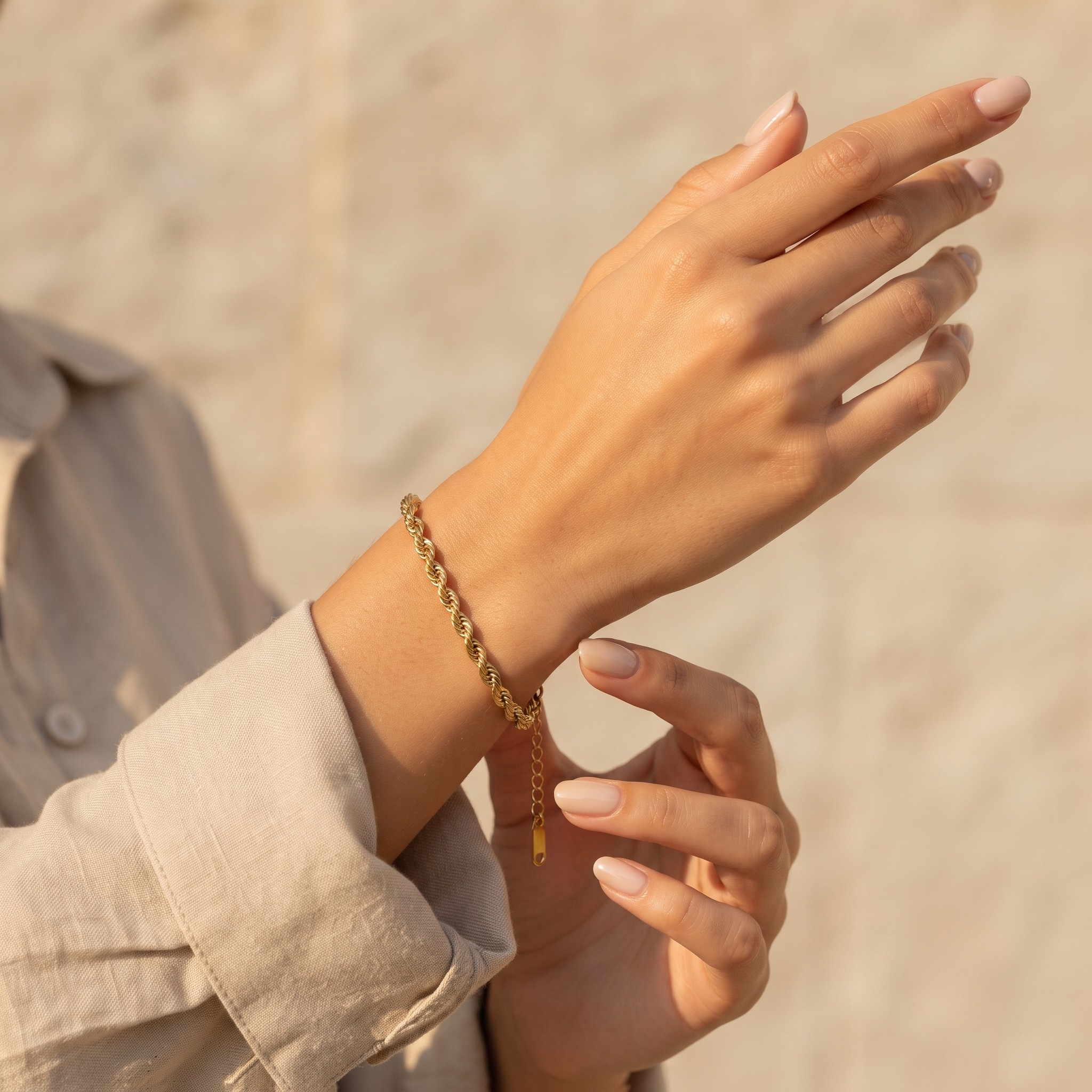 Golden Twist Rope Bracelet