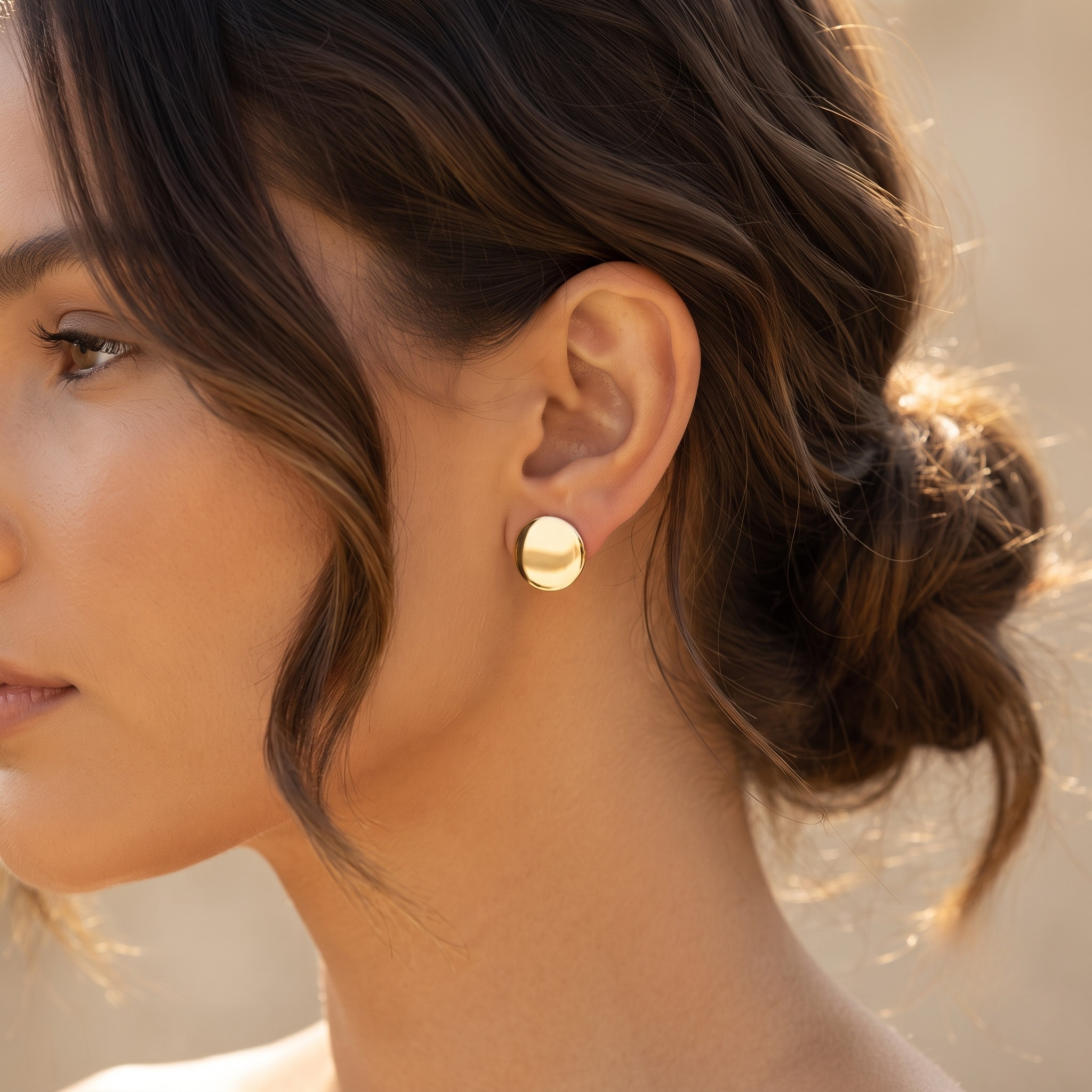 Golden Dome Stud Earrings