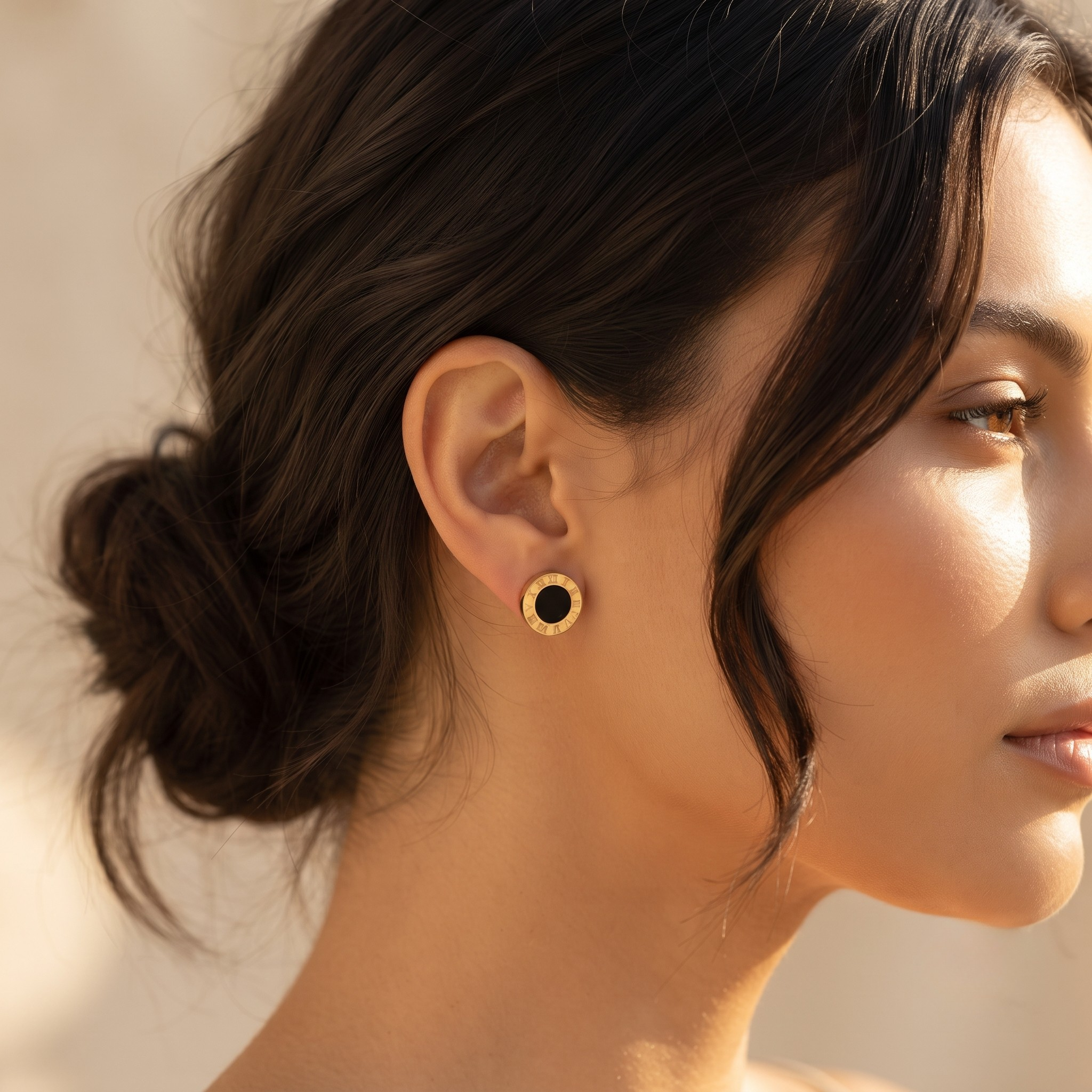 Roman Numeral Enamel Stud Earrings