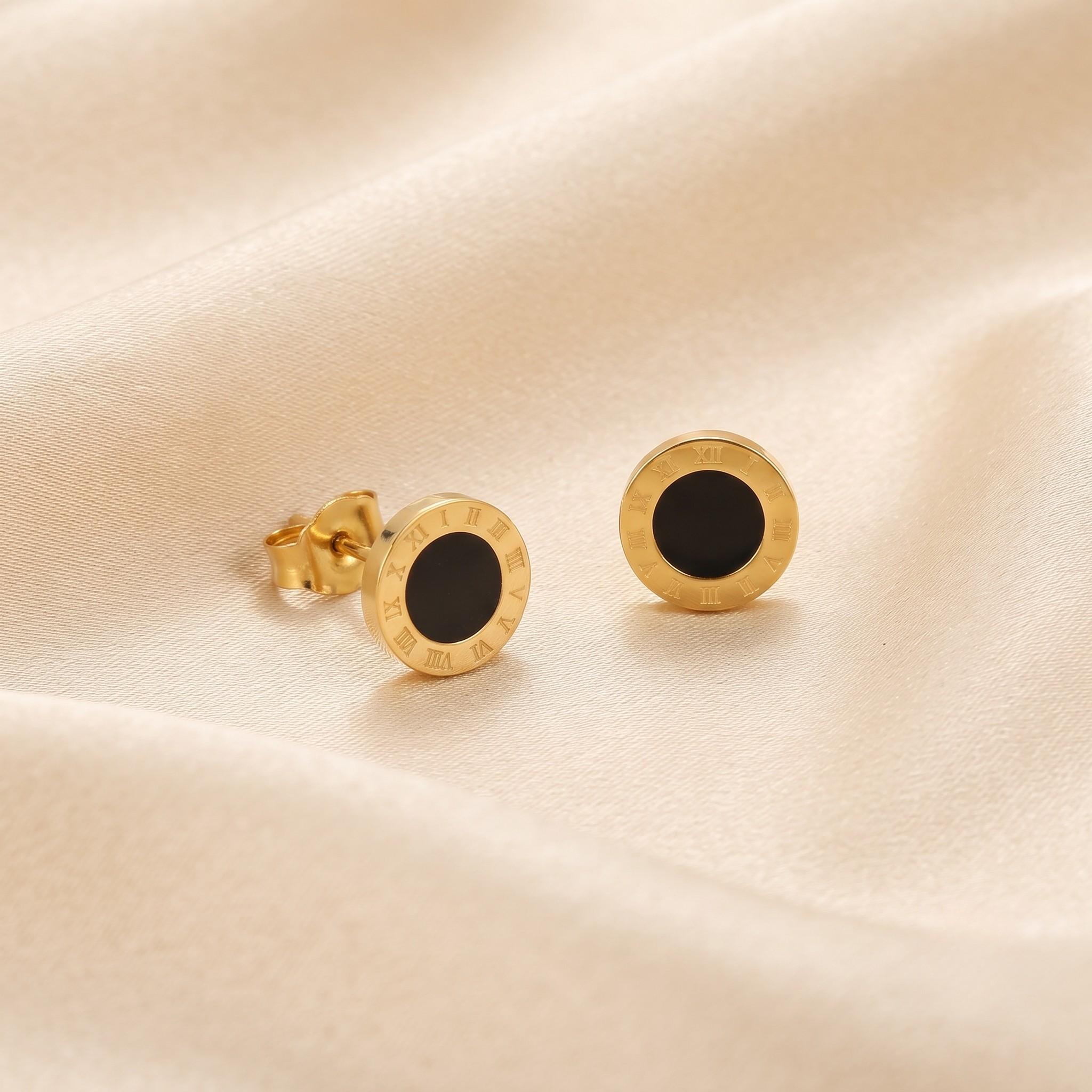 Roman Numeral Enamel Stud Earrings