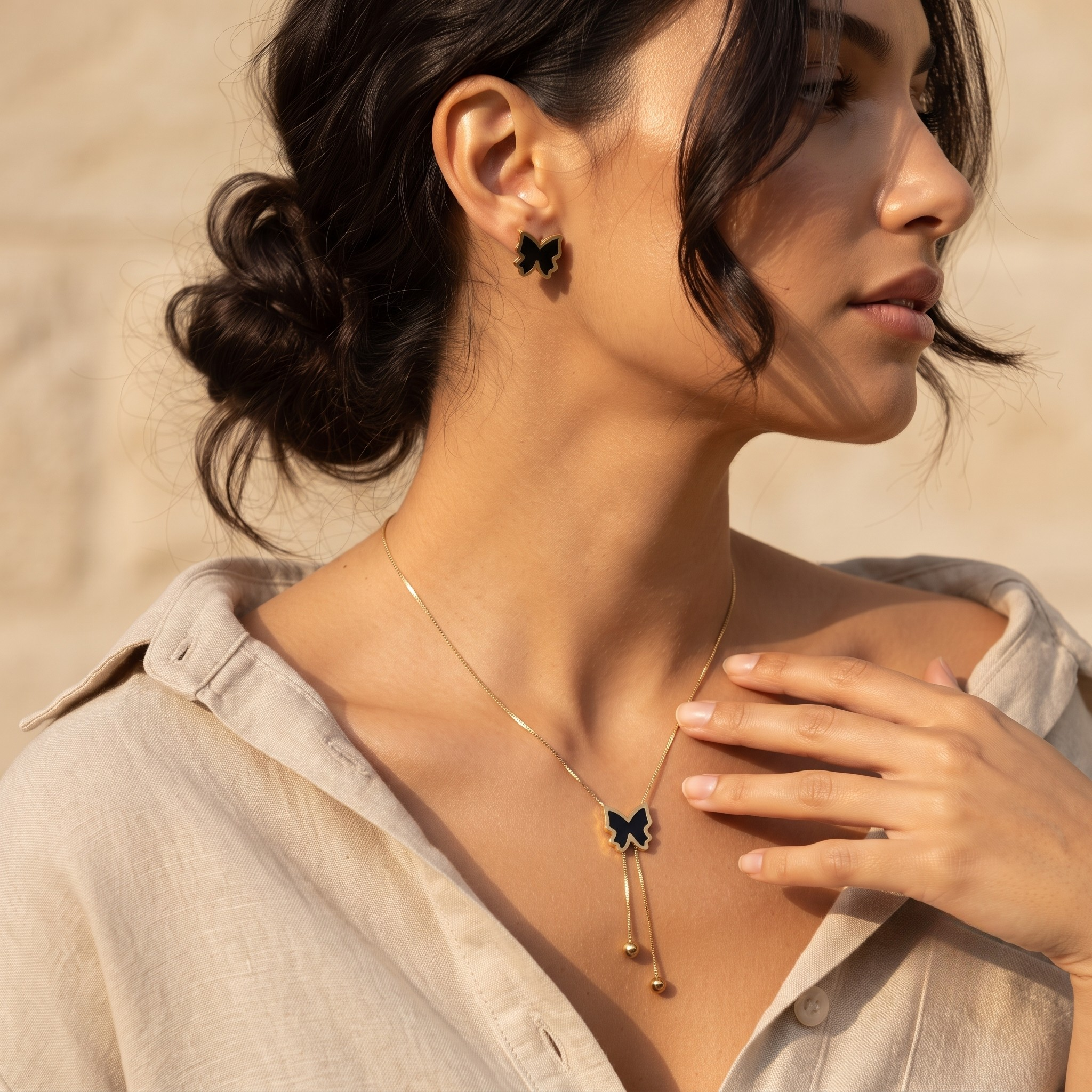 18K Gold Plated Necklace & Earring Set for Women
