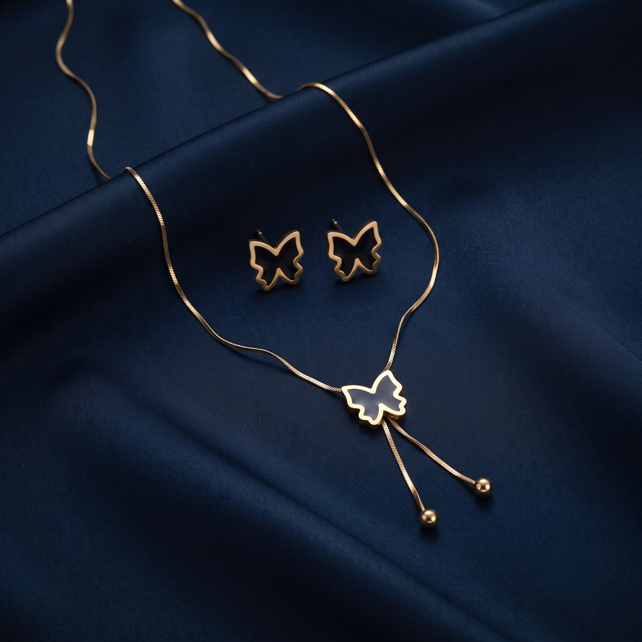 18K Gold Plated Necklace & Earring Set for Women