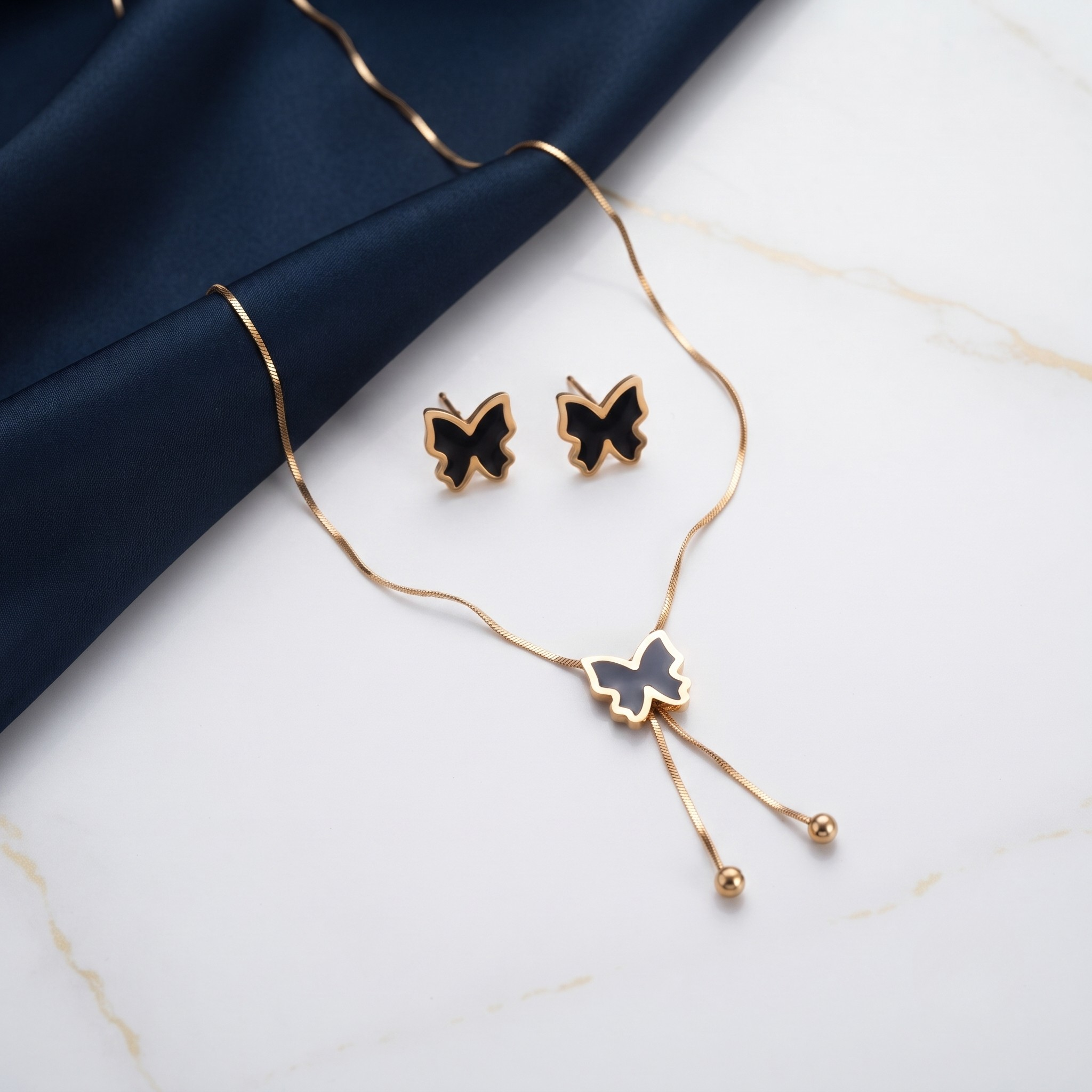 18K Gold Plated Necklace & Earring Set for Women