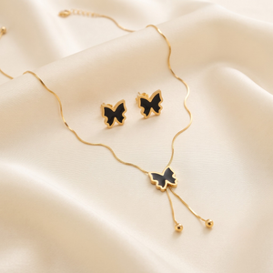 18K Gold Plated Necklace & Earring Set for Women
