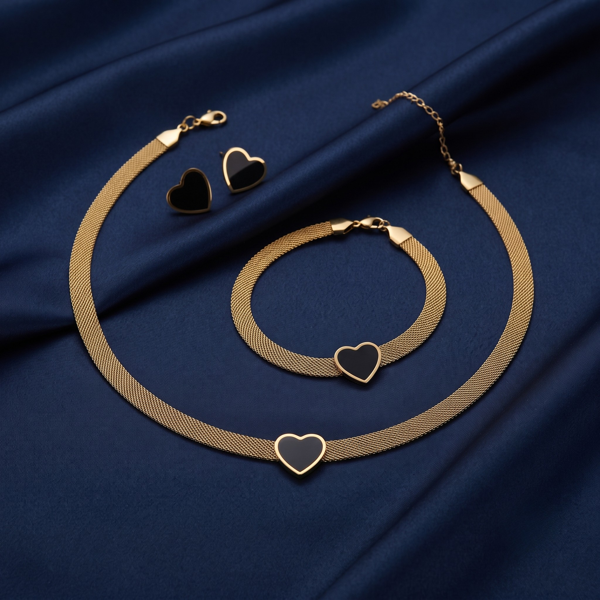 18K Gold Plated Full Jewelry Set Earrings, Necklace & Bracelet