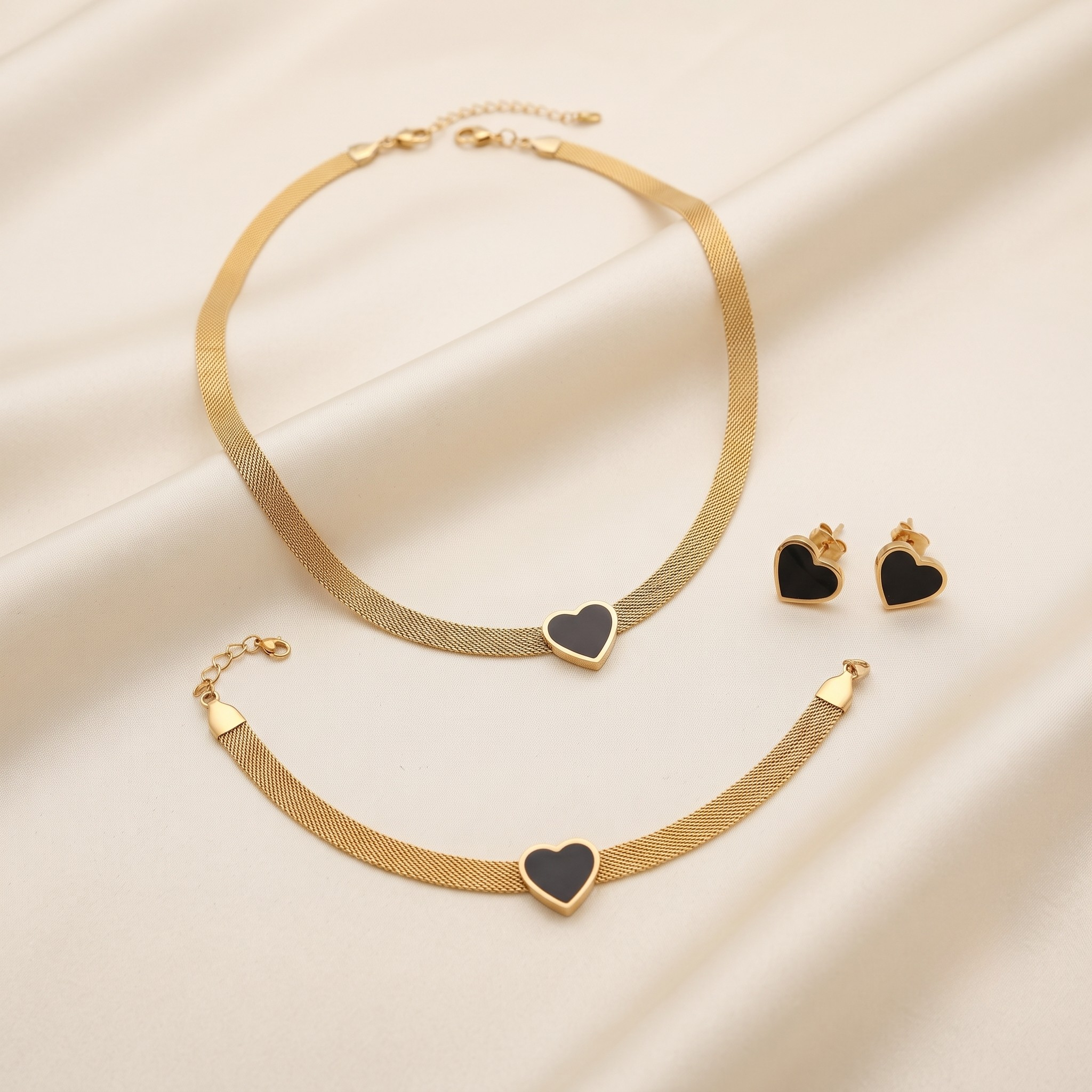 18K Gold Plated Full Jewelry Set Earrings, Necklace & Bracelet