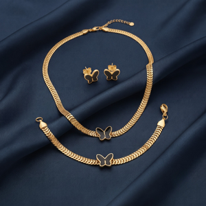 18K Gold Plated Full Jewelry Set Earrings, Necklace & Bracelet