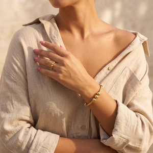 18K Gold Plated Ring & Bracelet Set for Women
