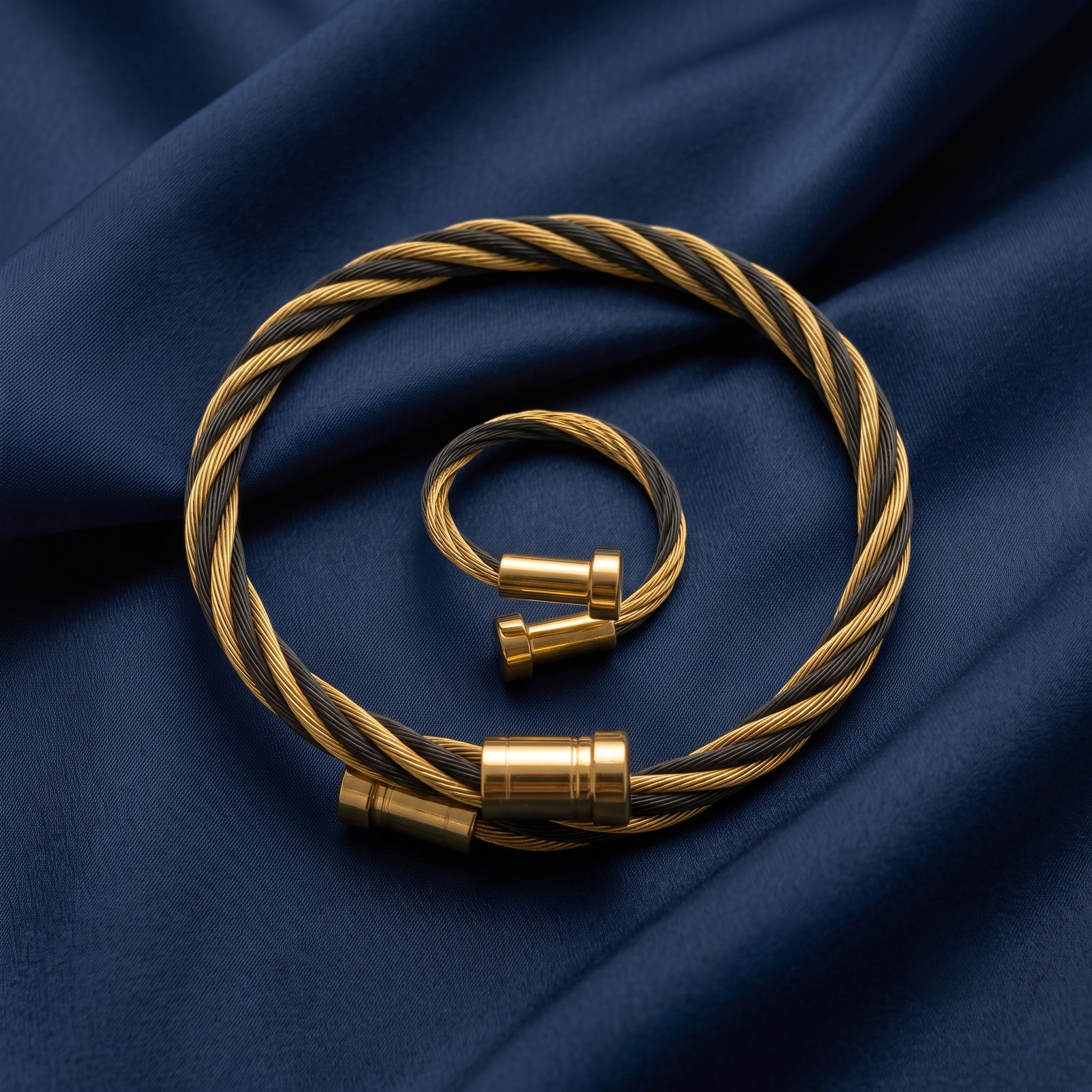 18K Gold Plated Ring & Bracelet Set for Women