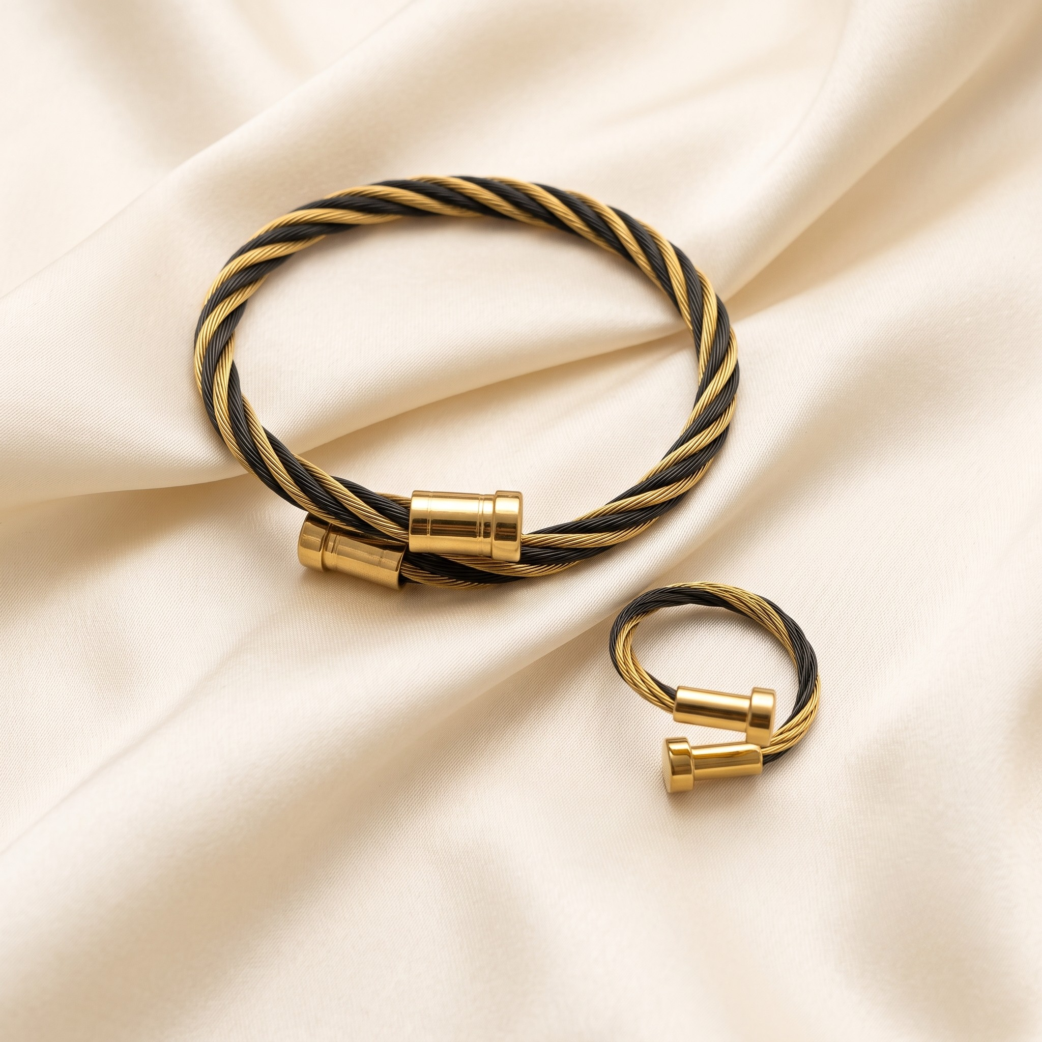 18K Gold Plated Ring & Bracelet Set for Women