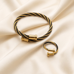 18K Gold Plated Ring & Bracelet Set for Women