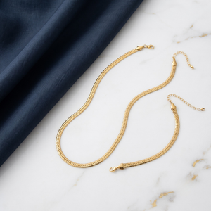 18K Gold Plated Necklace & Bracelet Set for Women