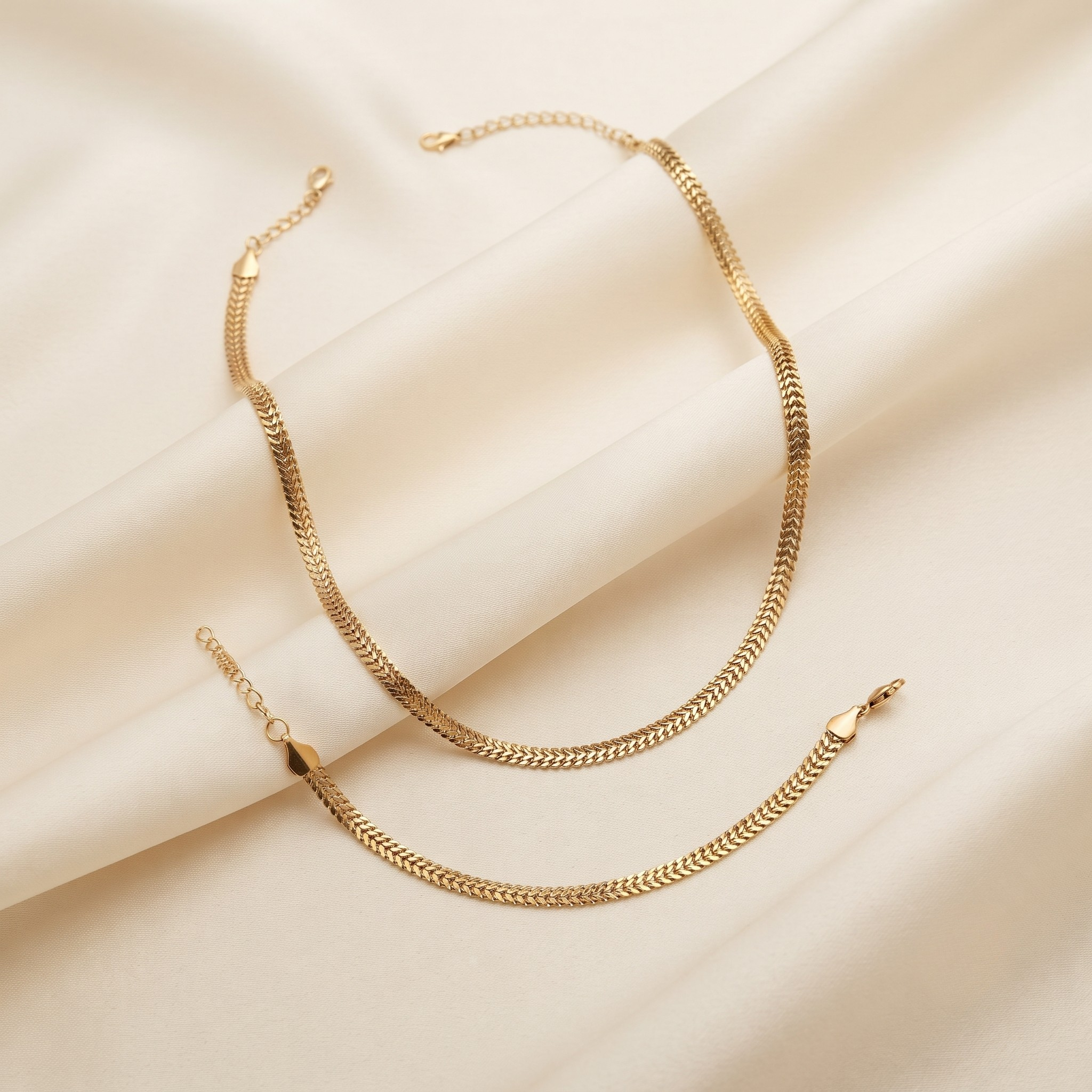 18K Gold Plated Necklace & Bracelet Set for Women