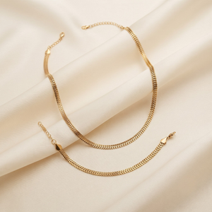 18K Gold Plated Necklace & Bracelet Set for Women