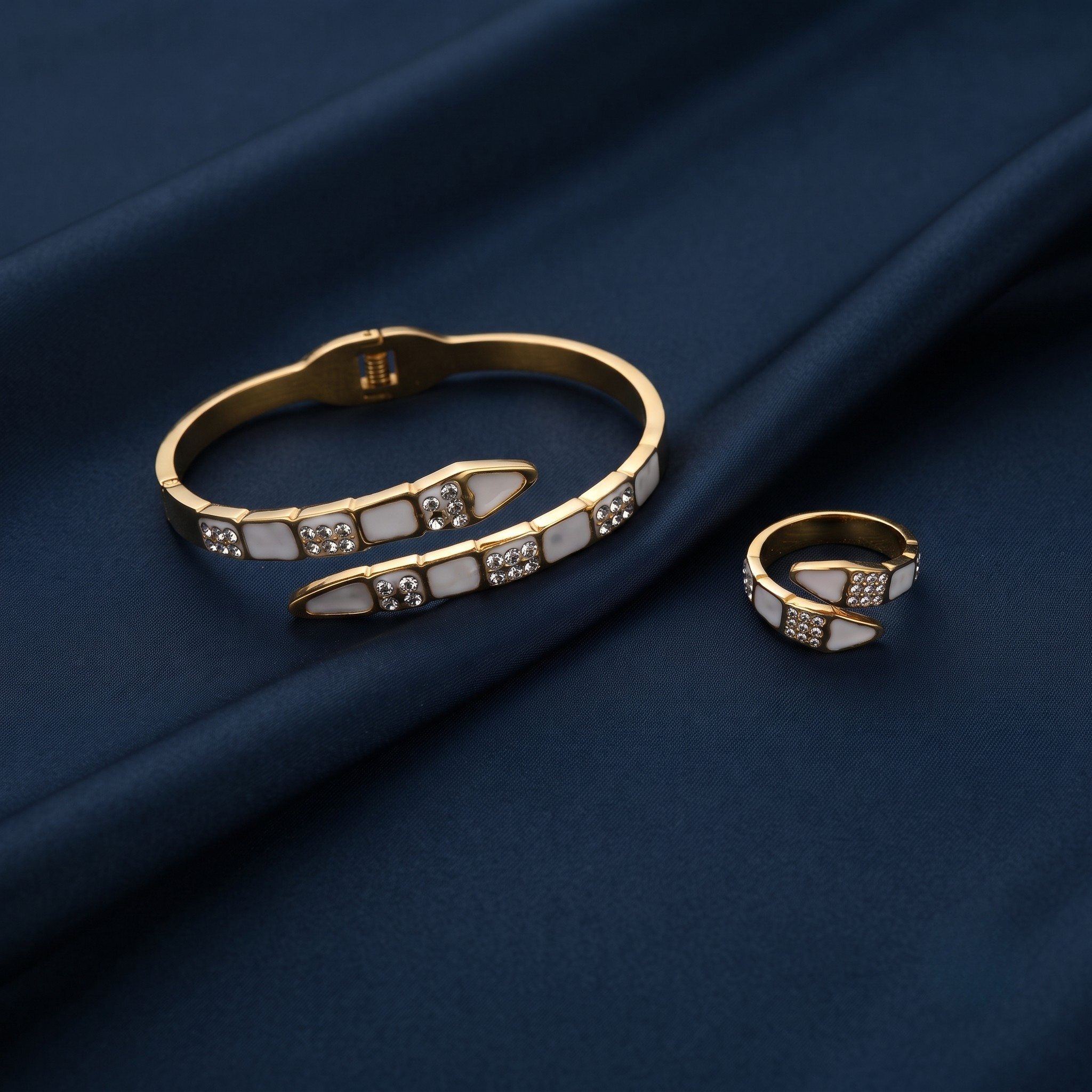 18K Gold Plated Ring & Bracelet Set for Women