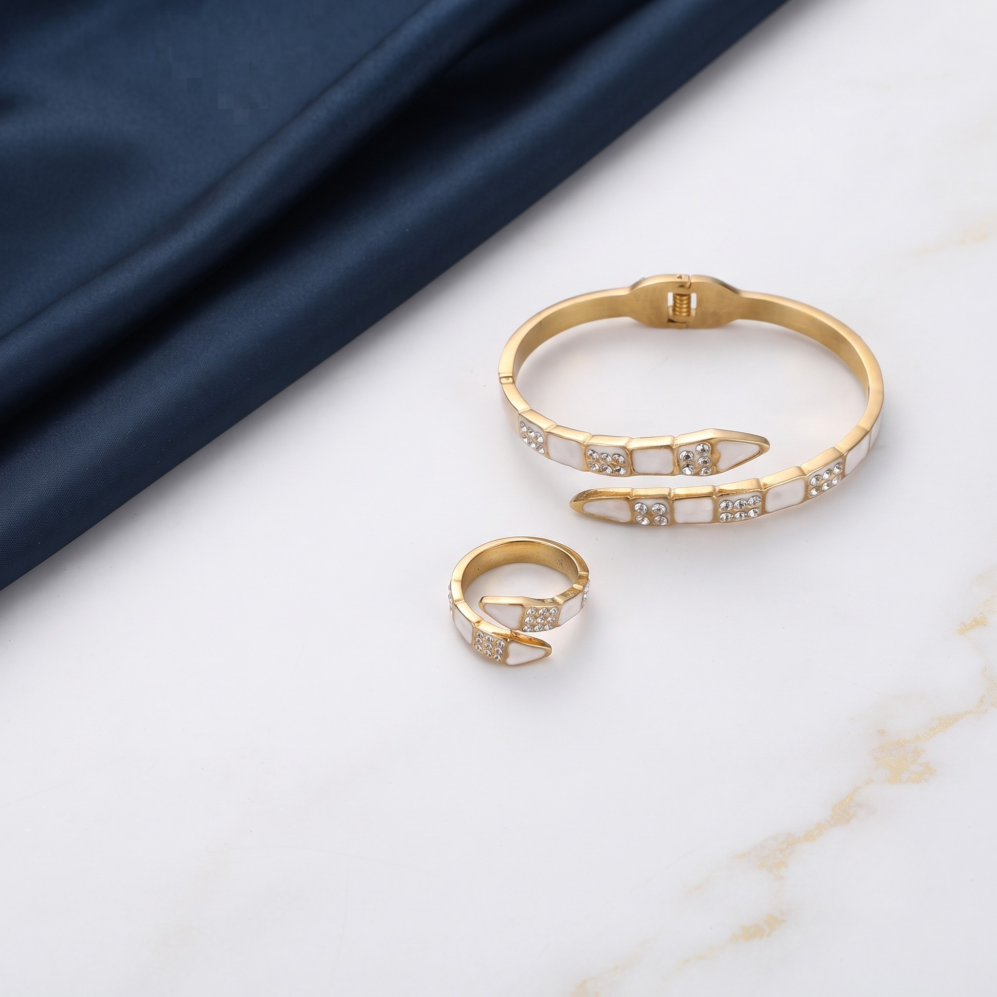 18K Gold Plated Ring & Bracelet Set for Women