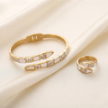 18K Gold Plated Ring & Bracelet Set for Women