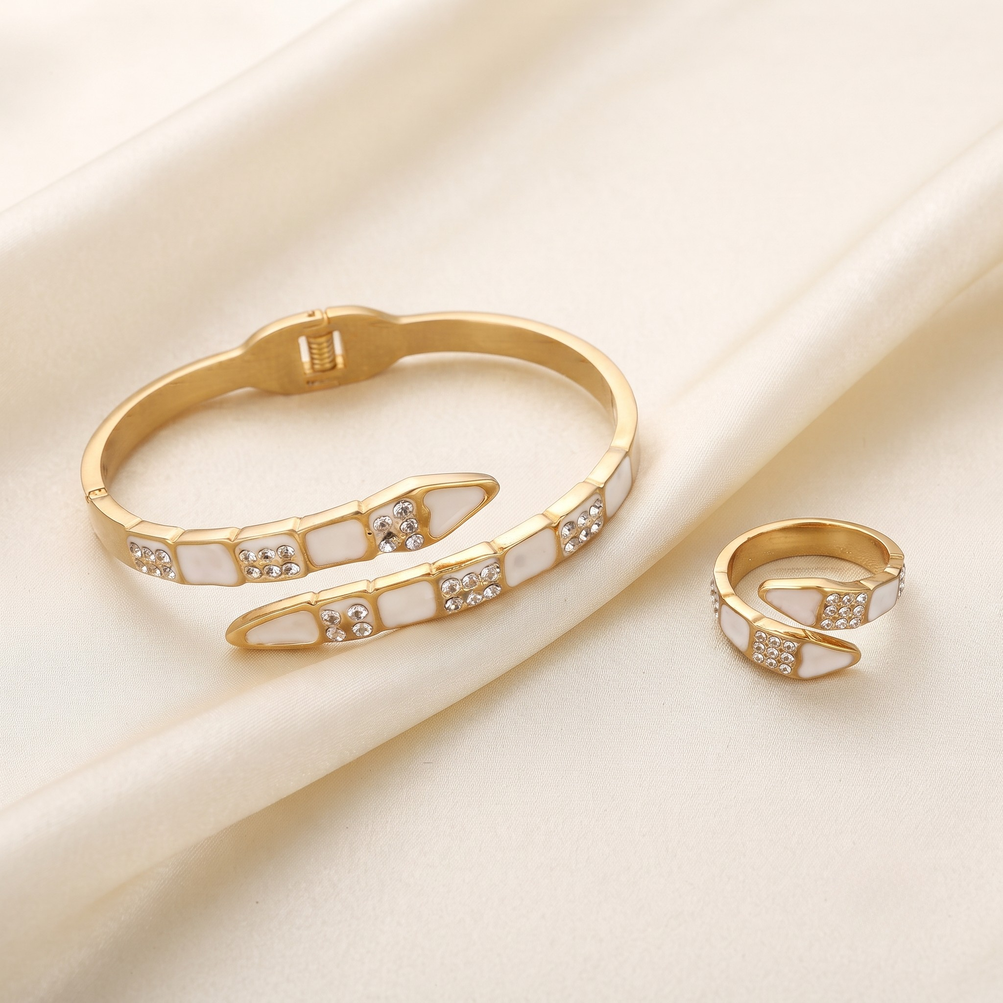 18K Gold Plated Ring & Bracelet Set for Women